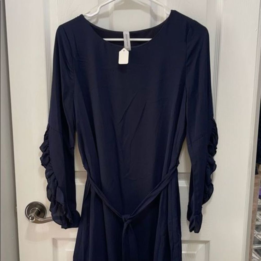 𝅺peppermint navy dress mini Ruffle sleeve navy NWT - Picture 4 of 7